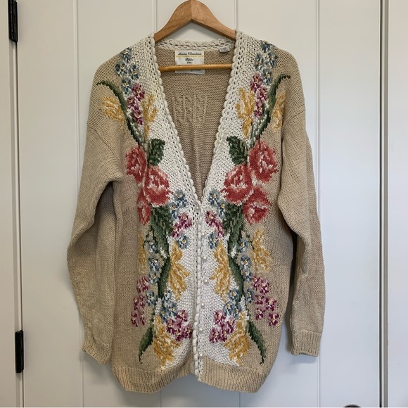 Vintage Marisa Christina Floral Embroidered Cardigan Sweater - Picture 1 of 8